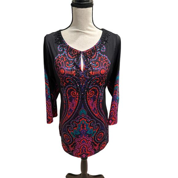 Women’s I.N.C. Beaded Paisley Top. Size Large - Picture 1 of 3